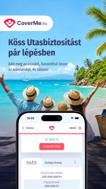 Kötés – CoverMe app képernyő