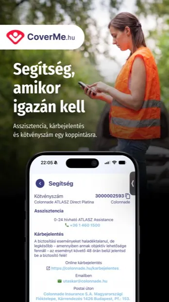 Segítség – CoverMe app képernyő