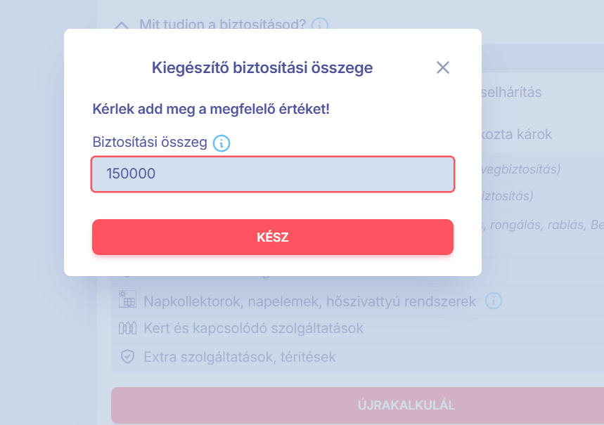 Kiegészítő biztosítási összege