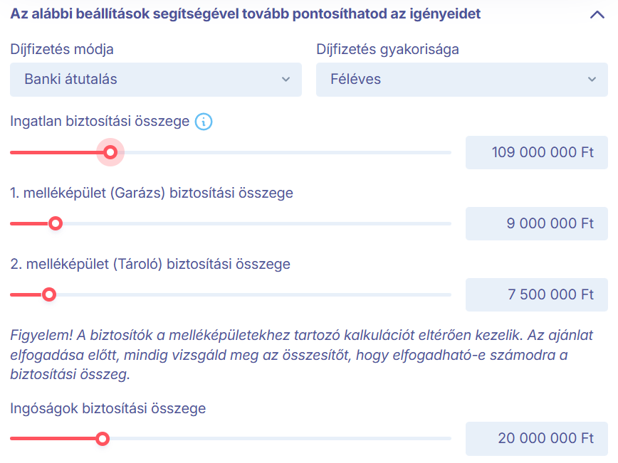 Biztosítási összegek